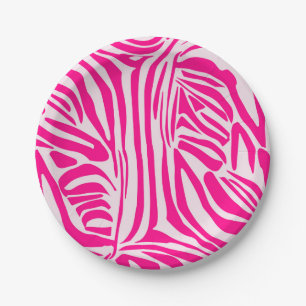 Pink zebra print paper plate
