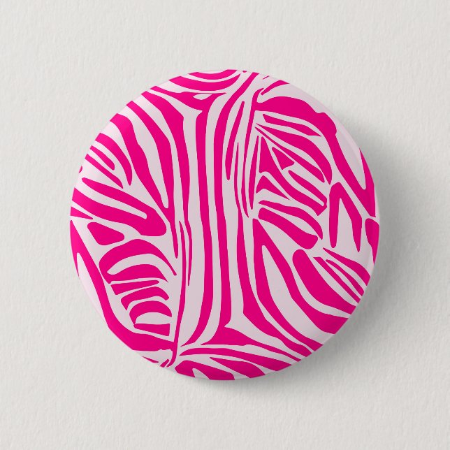 Pink Zebra Print Pattern 2 Inch Round Button (Front)