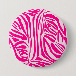 Pink Zebra Print Pattern 3 Inch Round Button