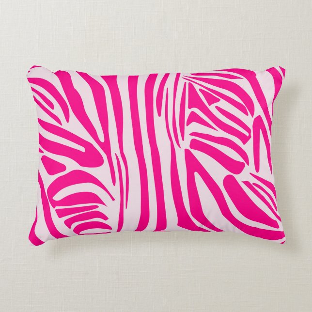 Pink Zebra Print Pattern Accent Pillow (Front)