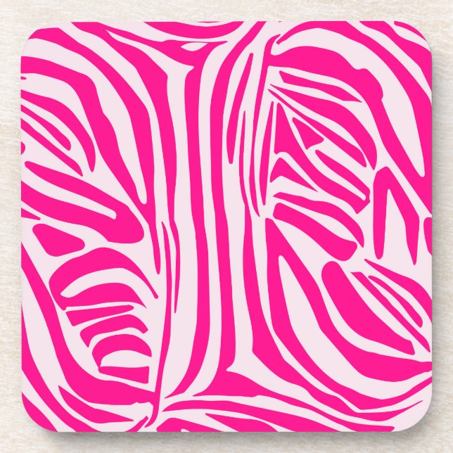 Pink Zebra Print Pattern Coaster (Front)