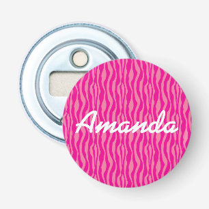 Pink Zebra Print Pattern Customizable Bottle Opener