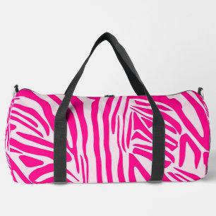Pink Zebra Print Pattern Duffle Bag