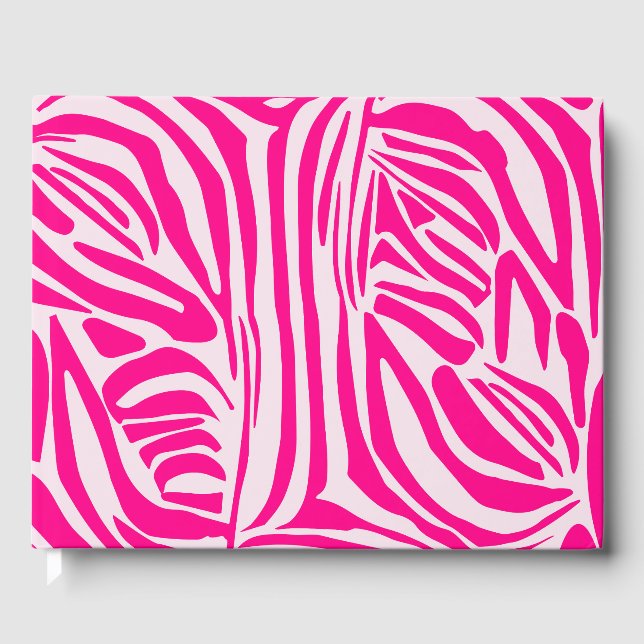 Pink Zebra Print Pattern Guest Book (Front)