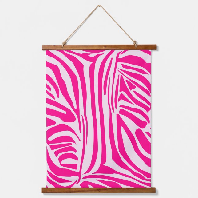 Pink Zebra Print Pattern Hanging Tapestry (Front)