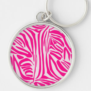 Pink Zebra Print Pattern Keychain