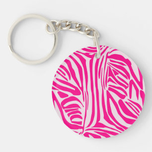 Pink Zebra Print Pattern Keychain