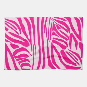 Pink Zebra Print Pattern Kitchen Towel
