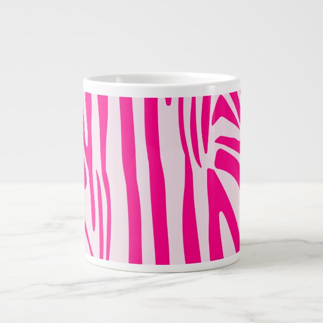 Pink Zebra Print Pattern Large Coffee Mug (Front)