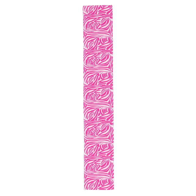 Pink Zebra Print Pattern Long Table Runner (Front)