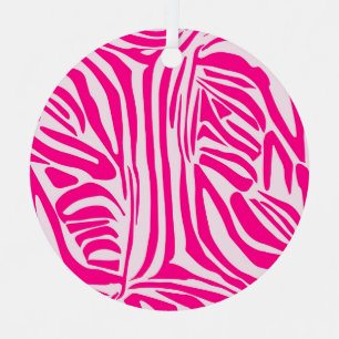 Pink Zebra Print Pattern Metal Ornament