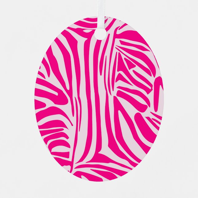 Pink Zebra Print Pattern Metal Ornament (Front)