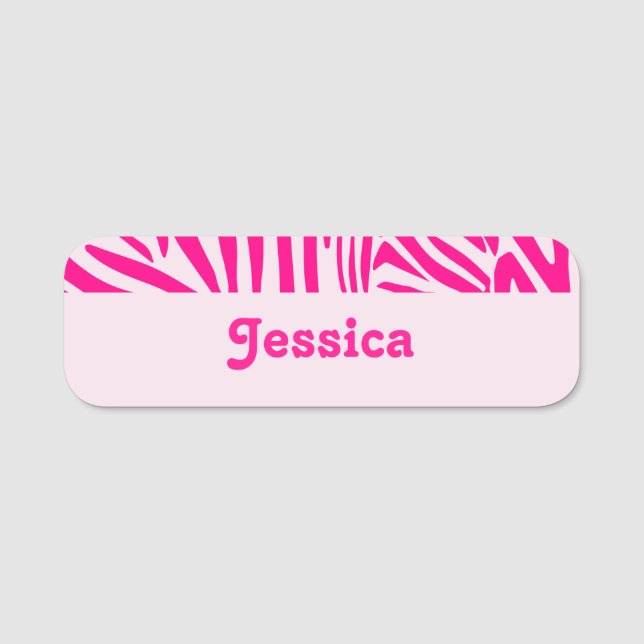 Pink Zebra Print Pattern Name Tag (Front)