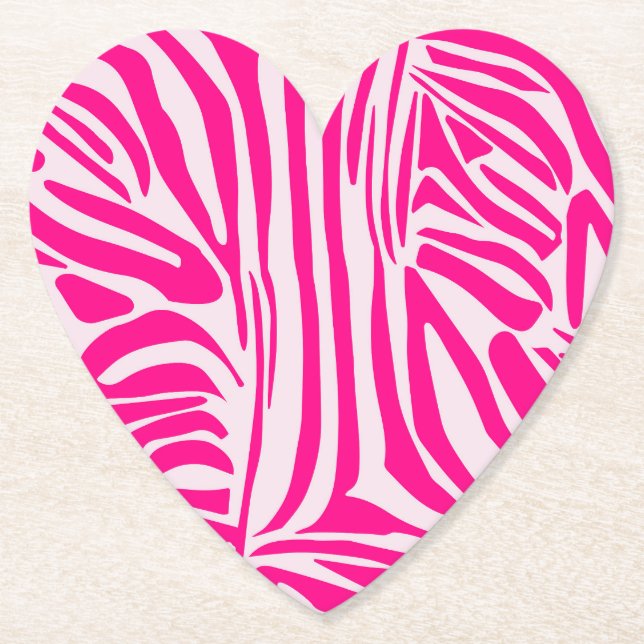 Pink Zebra Print Pattern Paper Coaster (Front)
