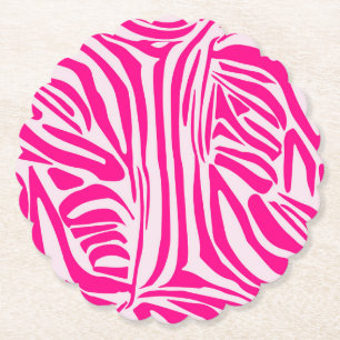 Pink Zebra Print Pattern Paper Coaster
