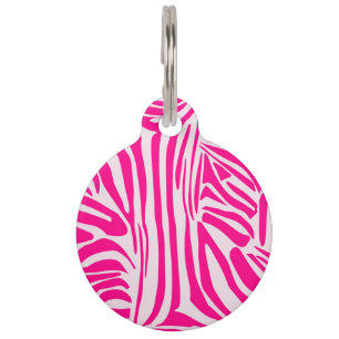 Pink Zebra Print Pattern Pet Tag