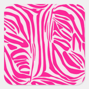 Pink Zebra Print Pattern Square Sticker