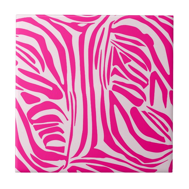 Pink Zebra Print Pattern Tile (Front)