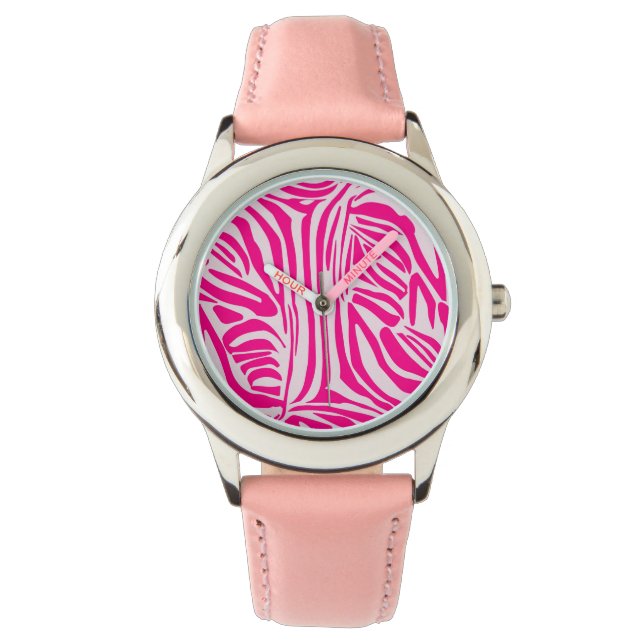 Pink Zebra Print Pattern Watch (Front)