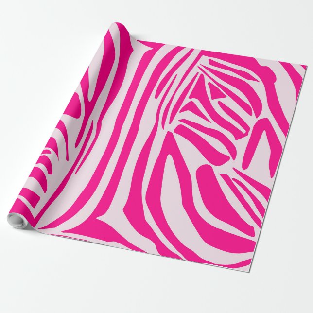 Pink Zebra Print Pattern Wrapping Paper (Unrolled)