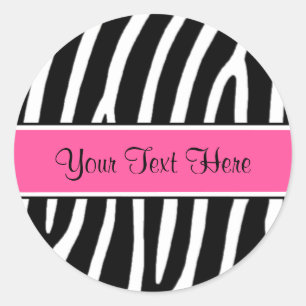 Pink Zebra Print Personalized Stickers