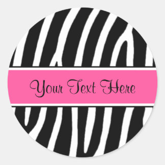 Pink Zebra Print Personalized Stickers