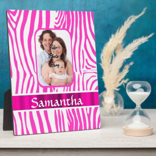 Pink zebra print plaque
