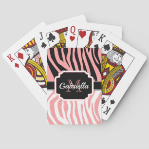 Pink Zebra Print Playing Cards