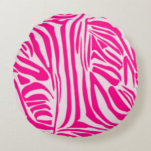 Pink zebra print round pillow