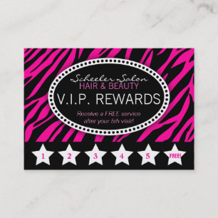 Pink Zebra Print Salon Loyalty Rewards Card
