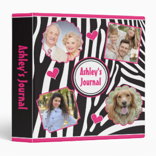Pink Zebra Print Scrapbook Style Family Photo Binder