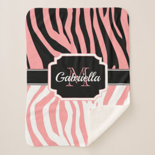 Pink Zebra Print Sherpa Blanket