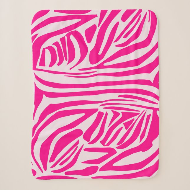 Pink zebra print sherpa blanket (Front)