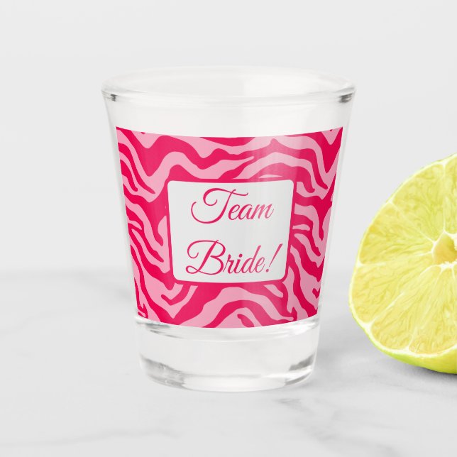 Pink zebra print  shot glass (Front)