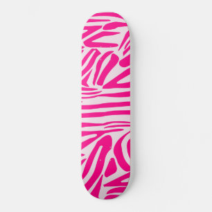 Pink zebra print skateboard