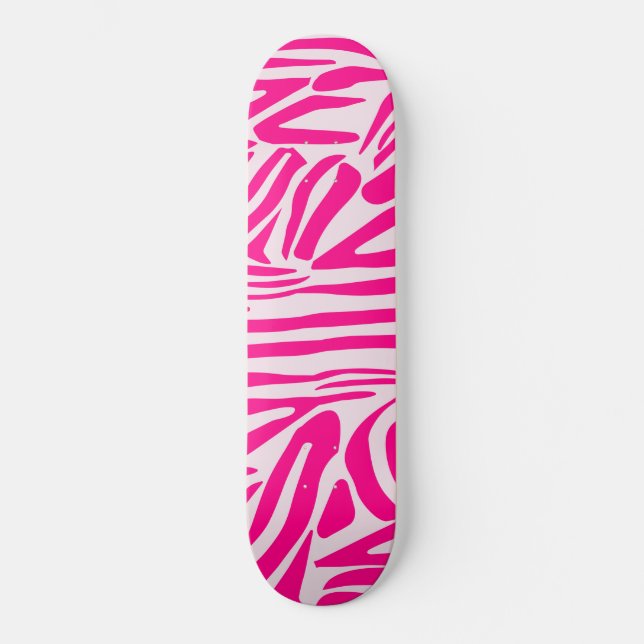 Pink zebra print skateboard (Front)