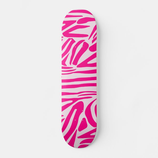 Pink zebra print skateboard (Front)