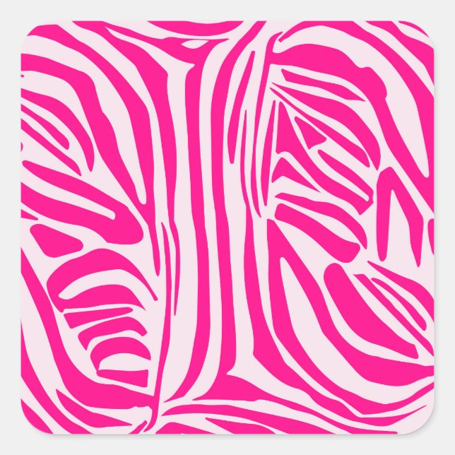 Pink zebra print square sticker (Front)
