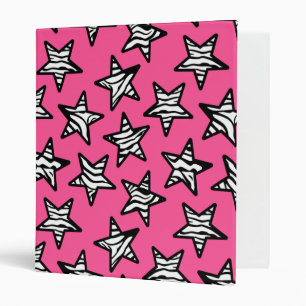 Pink zebra print stars binder