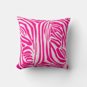 Pink zebra print throw pillow