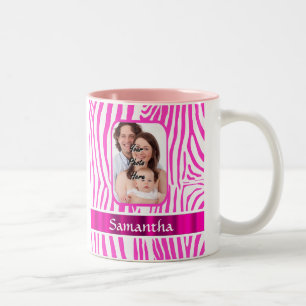 Pink zebra print Two-Tone coffee mug