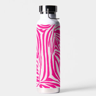 Pink zebra print water bottle