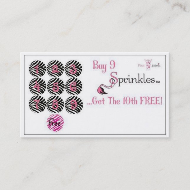 Pink Zebra Punch Card (Front)