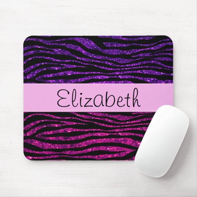 Pink Zebra, Purple Zebra, Glitter Zebra, Your Name Mouse Pad (With Mouse)