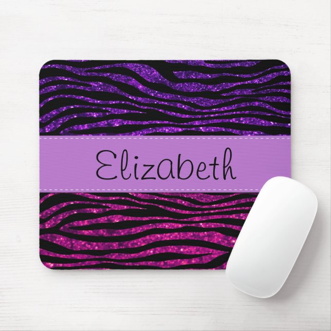 Pink Zebra, Purple Zebra, Glitter Zebra, Your Name Mouse Pad (With Mouse)