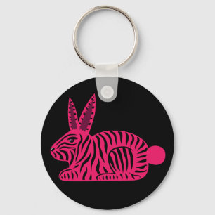 Pink Zebra Rabbit Keychain