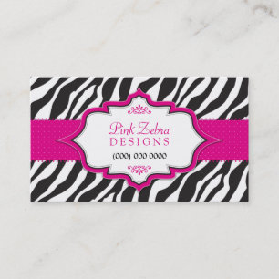 Pink Zebra Ribbon Business Card