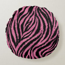 "Pink Zebra" Round Pillow
