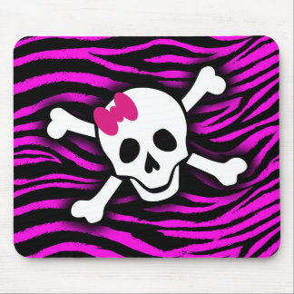 Pink Zebra Skull Mouse Pad