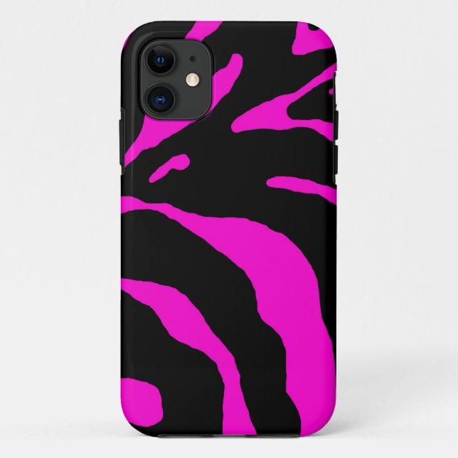 Pink Zebra Stripe Animal Print Case-Mate iPhone Case (Back)
